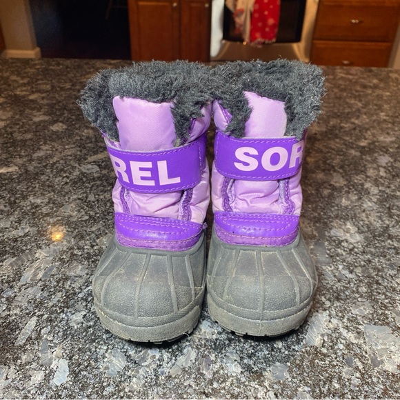 Sorel Toddler Snow Commander Insulated Snow Boots Light Purple and Black Size 5 - Picture 5 of 8